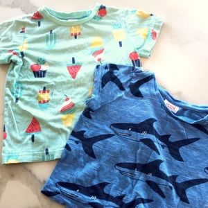 Set of two print t’s sharks and summer treats